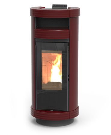 Poêle à granulés Thermorossi Dorica Supreme Natural Air Evo, design arrondi en céramique pierre ou acier