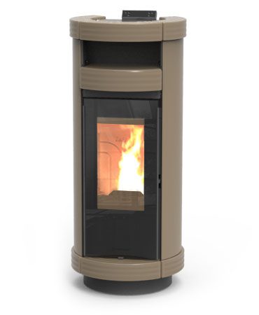 Poêle à granulés Thermorossi Dorica Supreme Natural Air Evo, design arrondi en céramique pierre ou acier